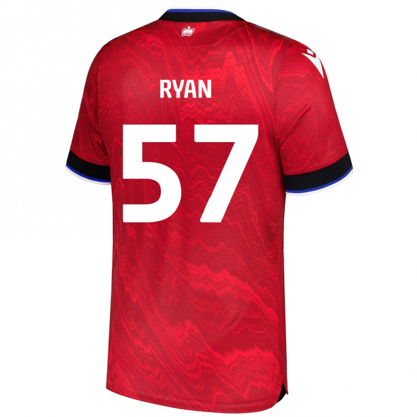 Kids Football John Ryan #57 Red Black Away Jersey 2024/25 T-Shirt