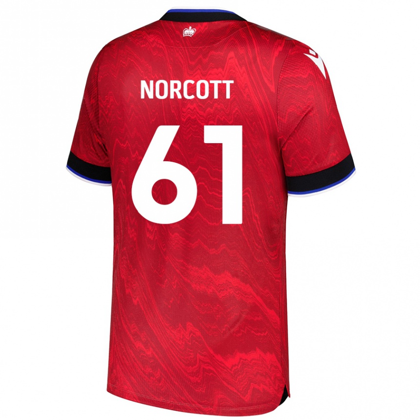 Kids Football Tom Norcott #61 Red Black Away Jersey 2024/25 T-Shirt