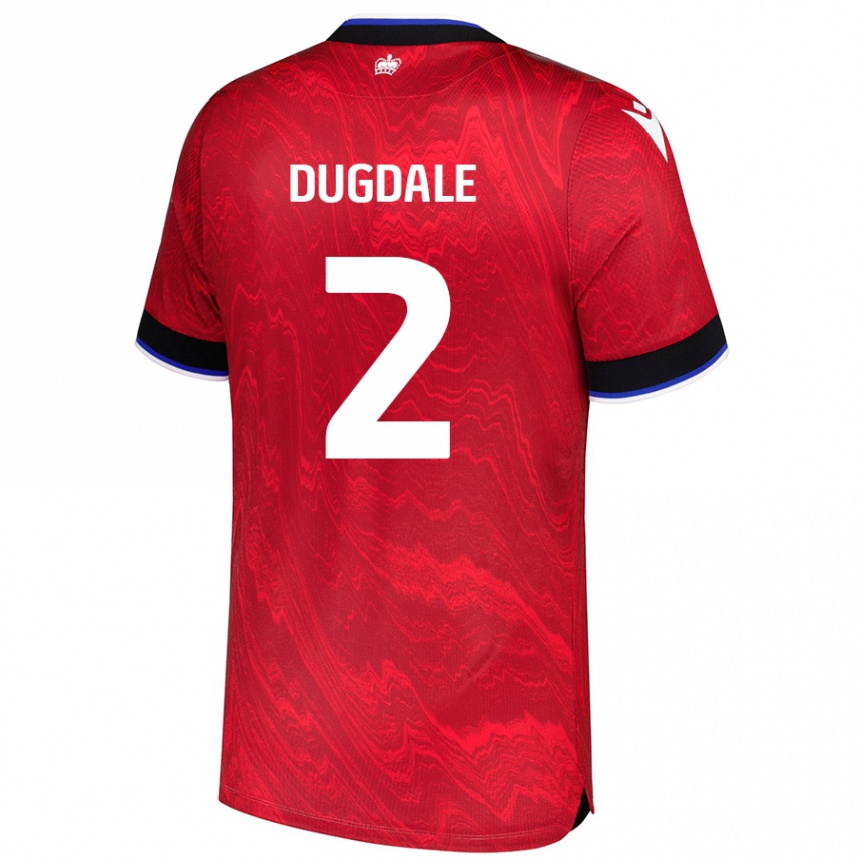 Kids Football Rachel Dugdale #2 Red Black Away Jersey 2024/25 T-Shirt