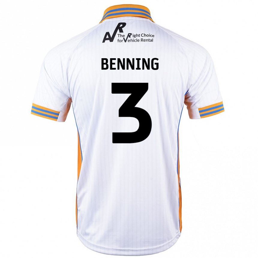 Kids Football Mal Benning #3 White Away Jersey 2024/25 T-Shirt