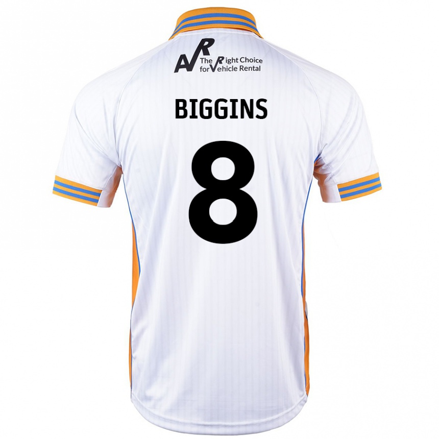 Kids Football Harrison Biggins #8 White Away Jersey 2024/25 T-Shirt