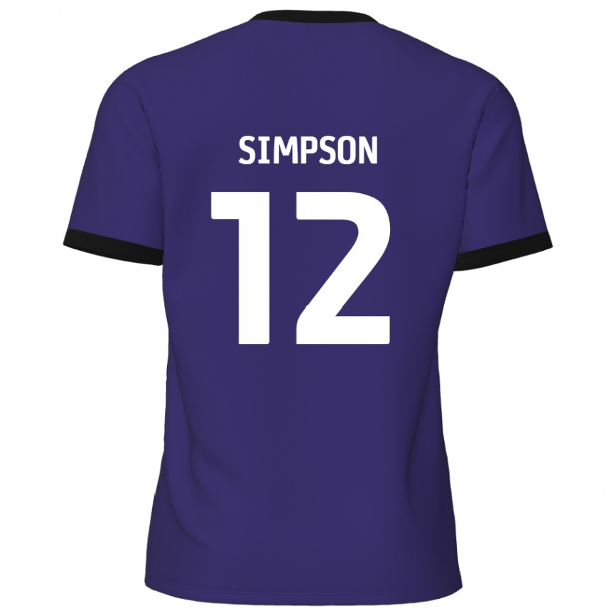 Kids Football Tyreece Simpson #12 Purple Away Jersey 2024/25 T-Shirt