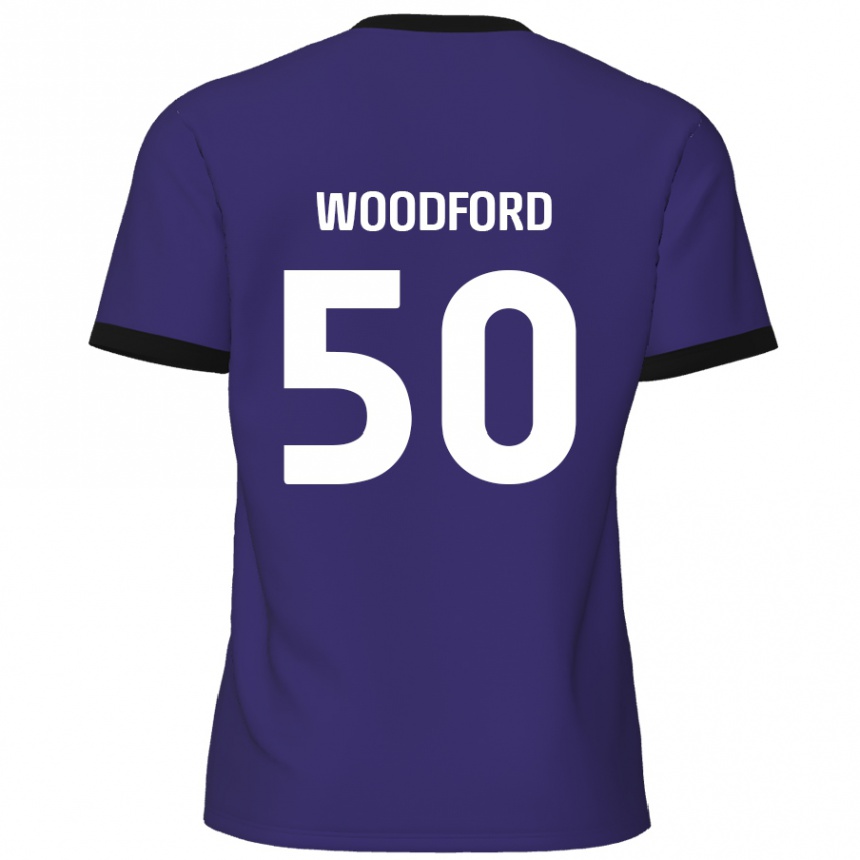 Kids Football Max Woodford #50 Purple Away Jersey 2024/25 T-Shirt