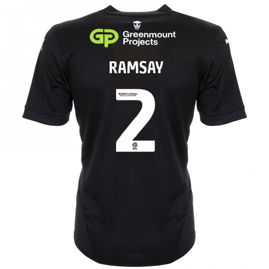 Kids Football Calvin Ramsay #2 Black Away Jersey 2024/25 T-Shirt