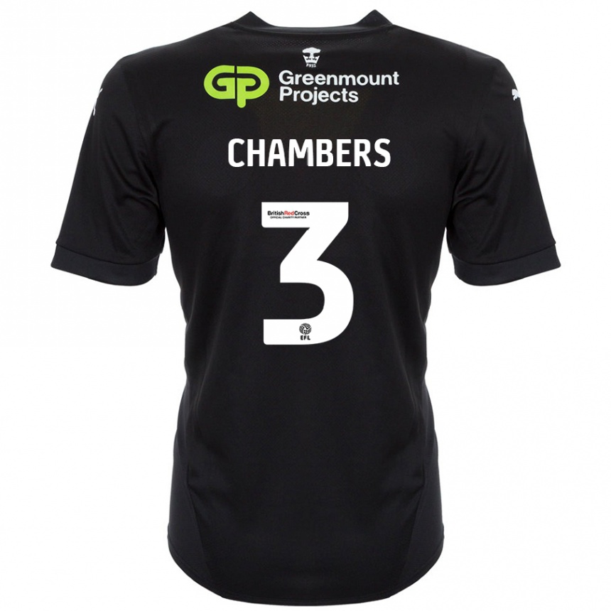 Kids Football Luke Chambers #3 Black Away Jersey 2024/25 T-Shirt