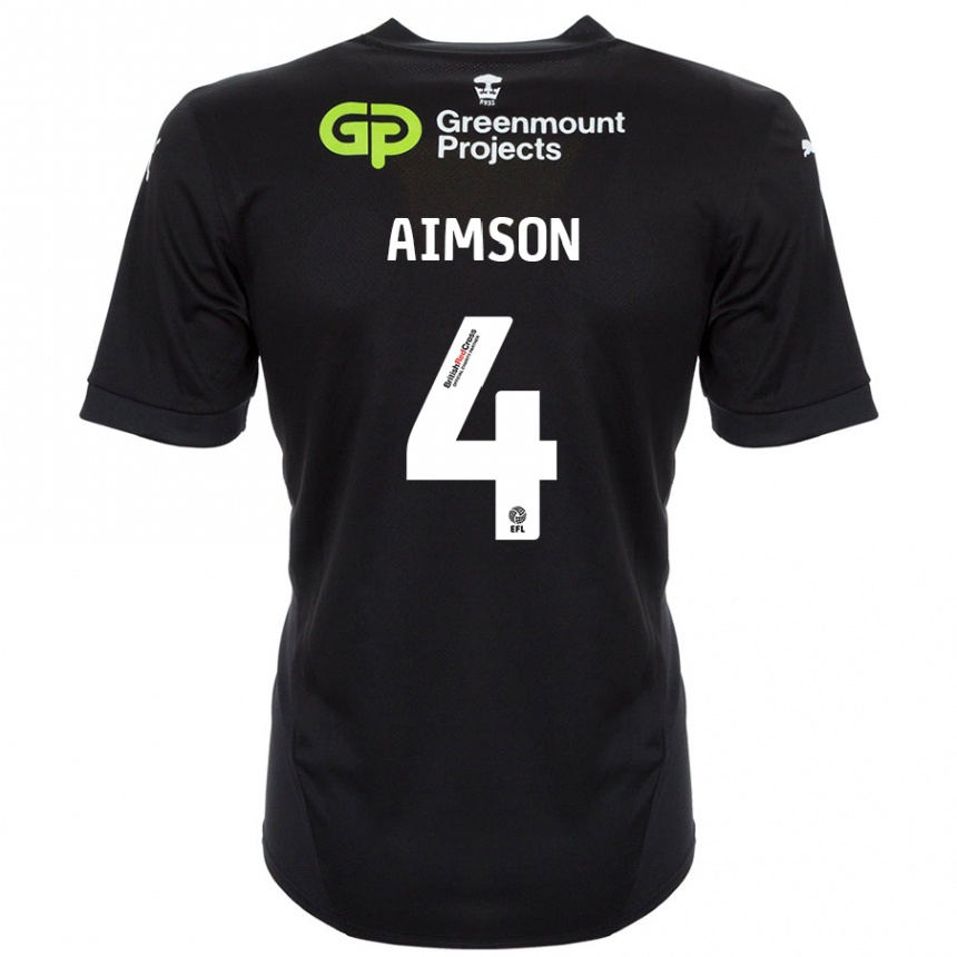 Kids Football Will Aimson #4 Black Away Jersey 2024/25 T-Shirt