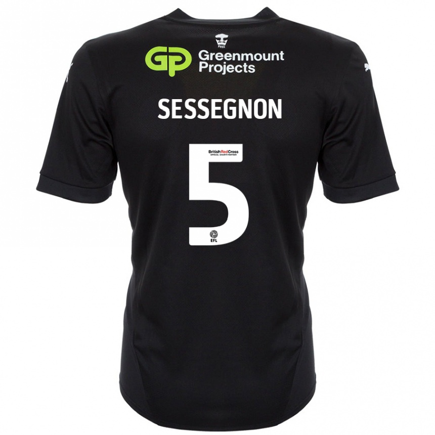 Kids Football Steven Sessegnon #5 Black Away Jersey 2024/25 T-Shirt