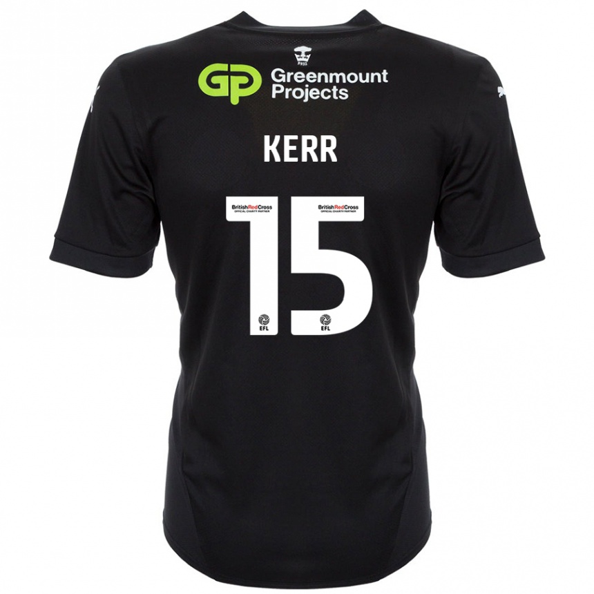 Kids Football Jason Kerr #15 Black Away Jersey 2024/25 T-Shirt