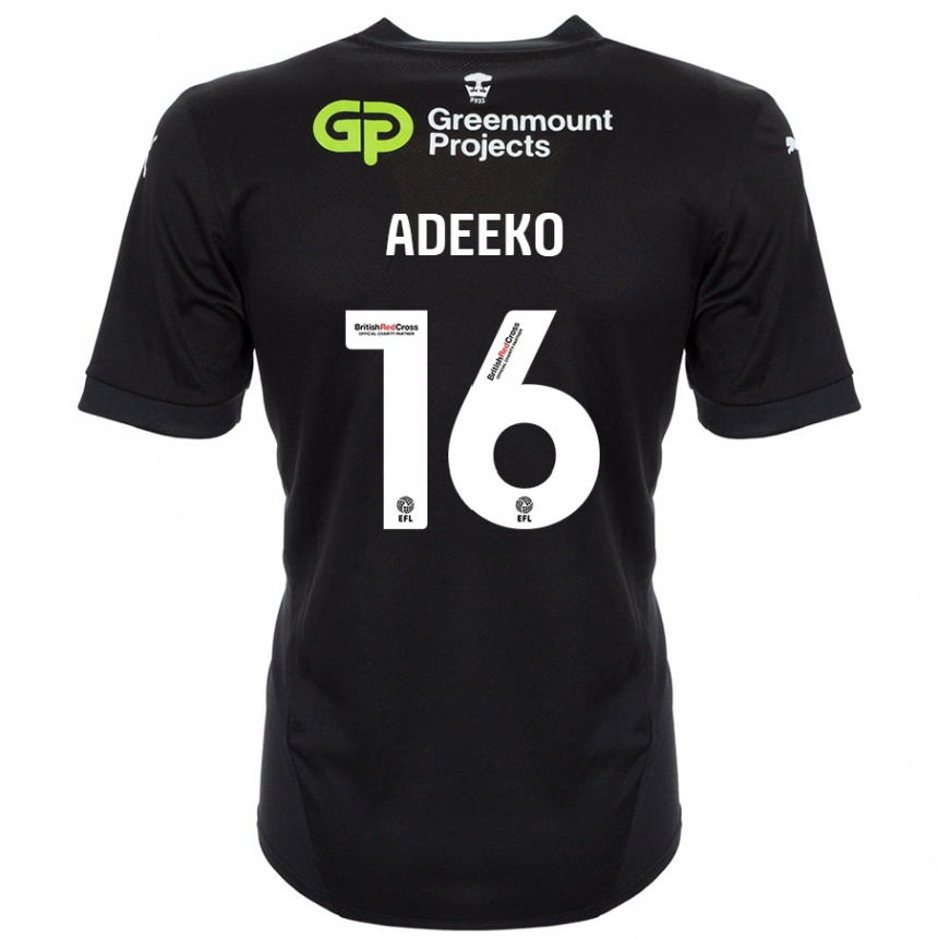 Kids Football Baba Adeeko #16 Black Away Jersey 2024/25 T-Shirt