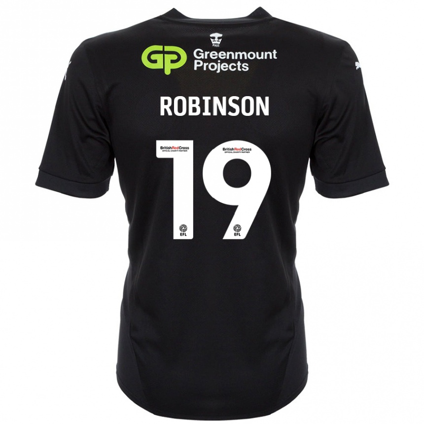 Kids Football Luke Robinson #19 Black Away Jersey 2024/25 T-Shirt