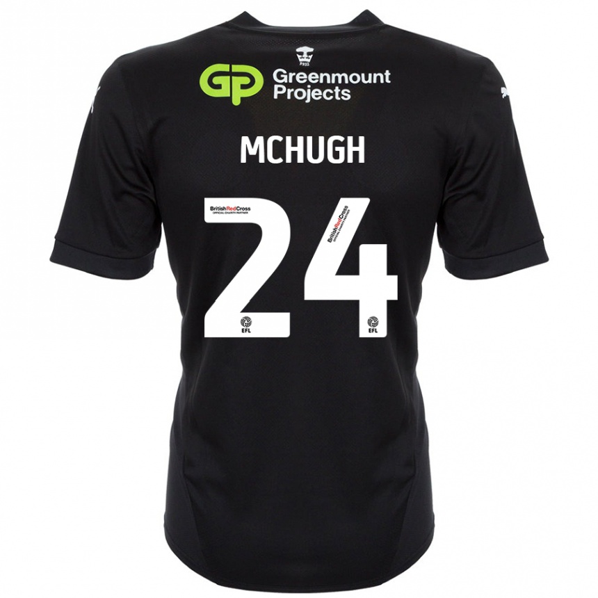 Kids Football Harry Mchugh #24 Black Away Jersey 2024/25 T-Shirt