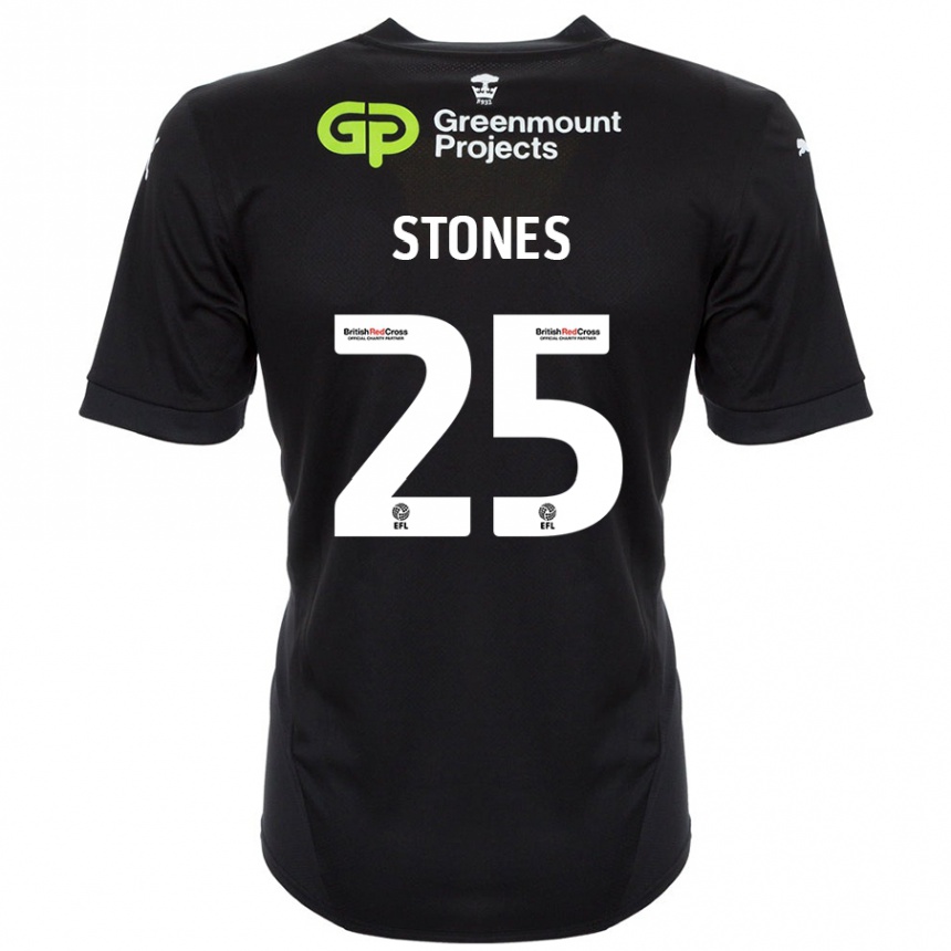 Kids Football Josh Stones #25 Black Away Jersey 2024/25 T-Shirt