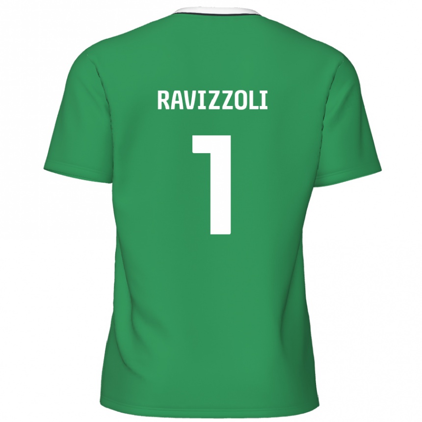 Kids Football Franco Ravizzoli #1 Green White Stripes Away Jersey 2024/25 T-Shirt