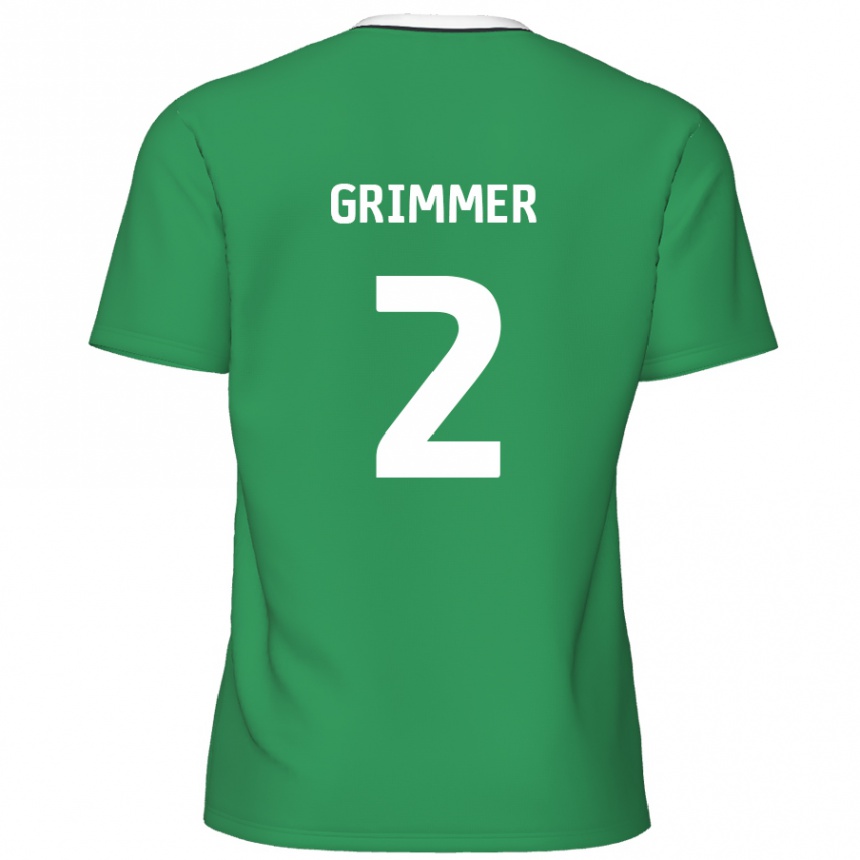 Kids Football Jack Grimmer #2 Green White Stripes Away Jersey 2024/25 T-Shirt