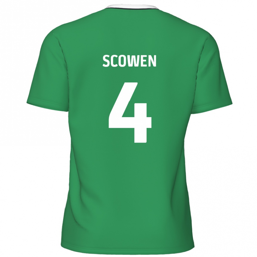 Kids Football Josh Scowen #4 Green White Stripes Away Jersey 2024/25 T-Shirt