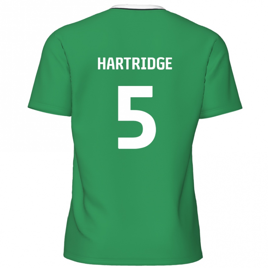 Kids Football Alex Hartridge #5 Green White Stripes Away Jersey 2024/25 T-Shirt