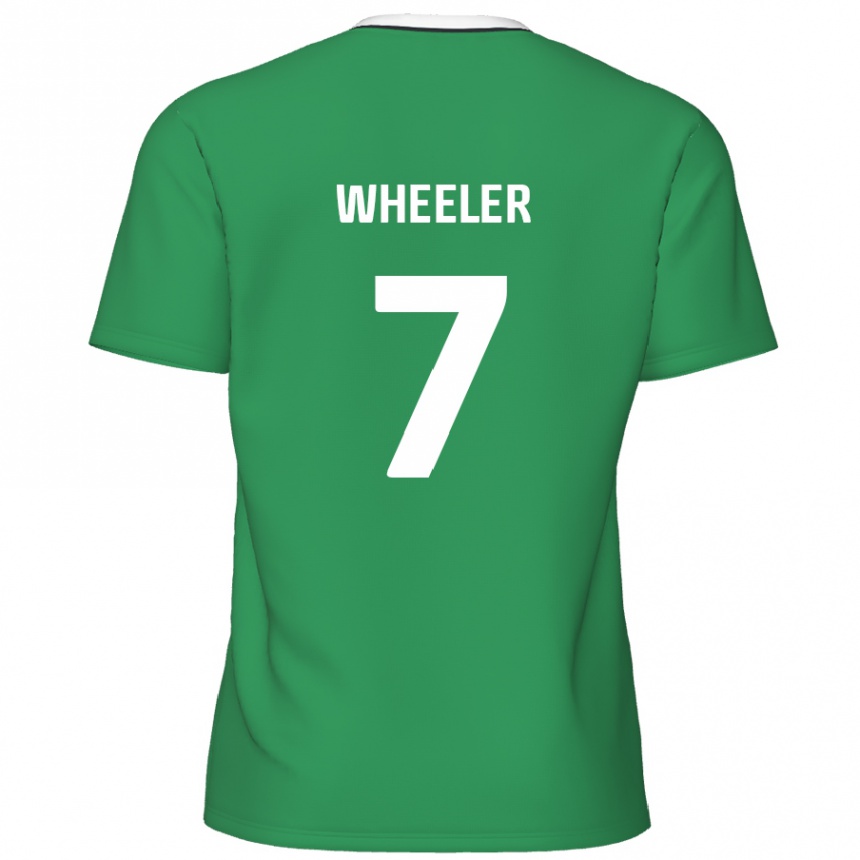 Kids Football David Wheeler #7 Green White Stripes Away Jersey 2024/25 T-Shirt