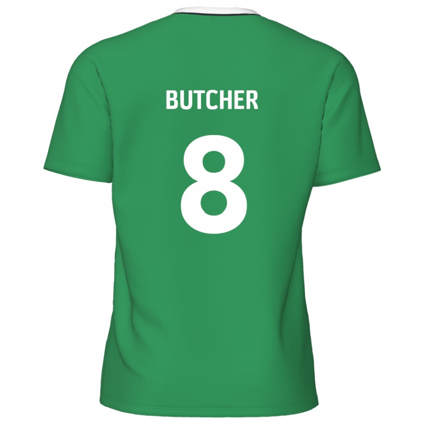 Kids Football Matt Butcher #8 Green White Stripes Away Jersey 2024/25 T-Shirt