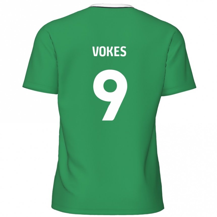 Kids Football Sam Vokes #9 Green White Stripes Away Jersey 2024/25 T-Shirt