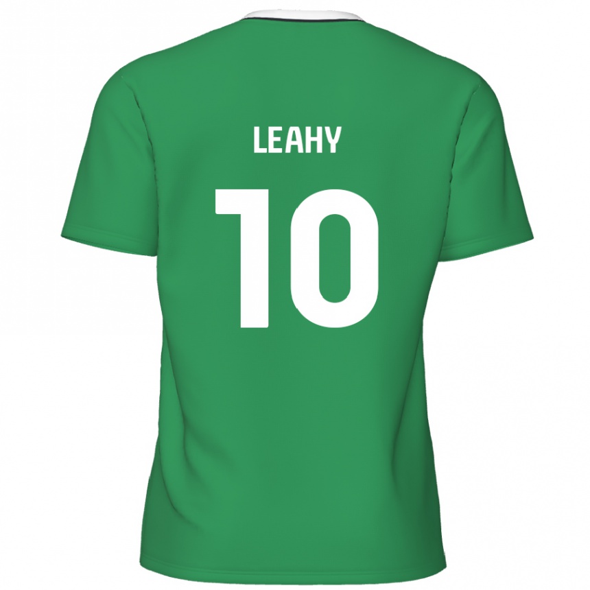 Kids Football Luke Leahy #10 Green White Stripes Away Jersey 2024/25 T-Shirt