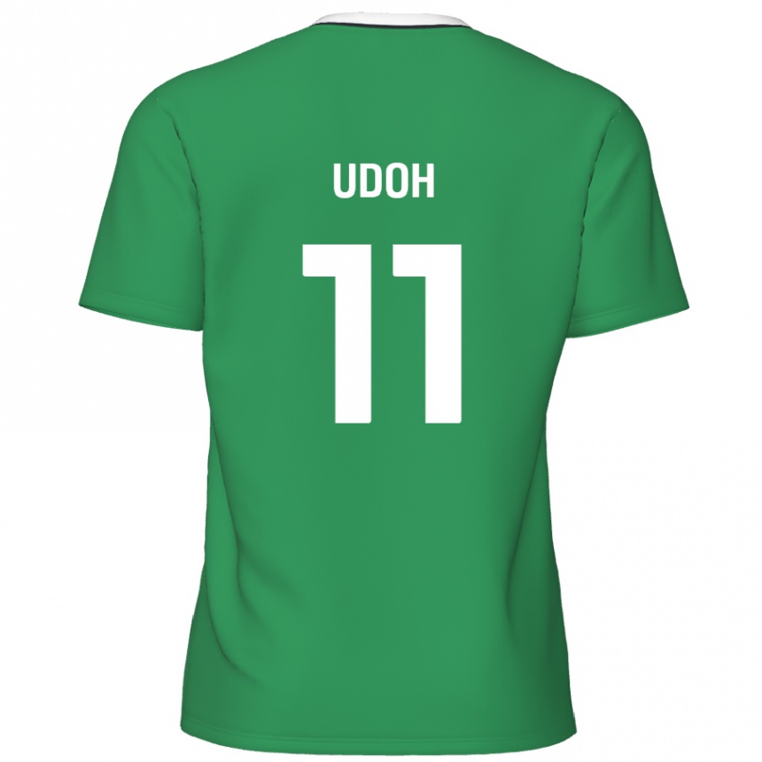 Kids Football Daniel Udoh #11 Green White Stripes Away Jersey 2024/25 T-Shirt