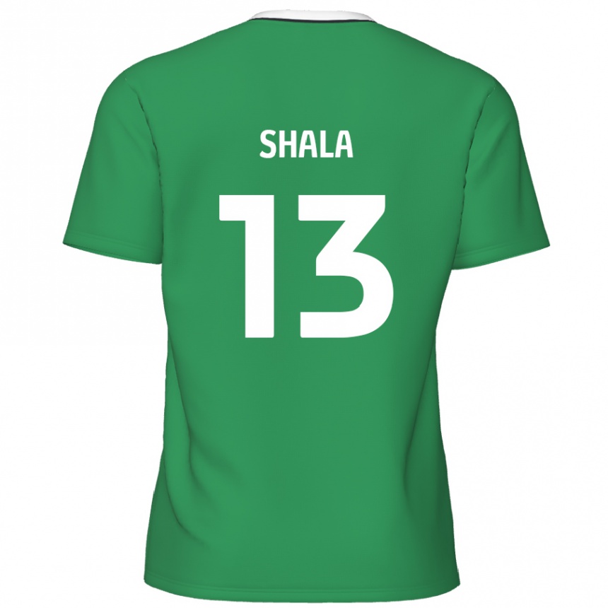 Kids Football Laurence Shala #13 Green White Stripes Away Jersey 2024/25 T-Shirt