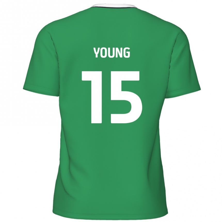 Kids Football Jack Young #15 Green White Stripes Away Jersey 2024/25 T-Shirt