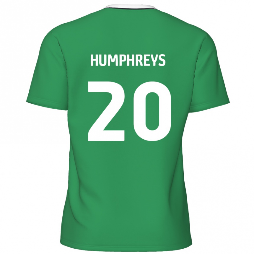 Kids Football Cameron Humphreys #20 Green White Stripes Away Jersey 2024/25 T-Shirt