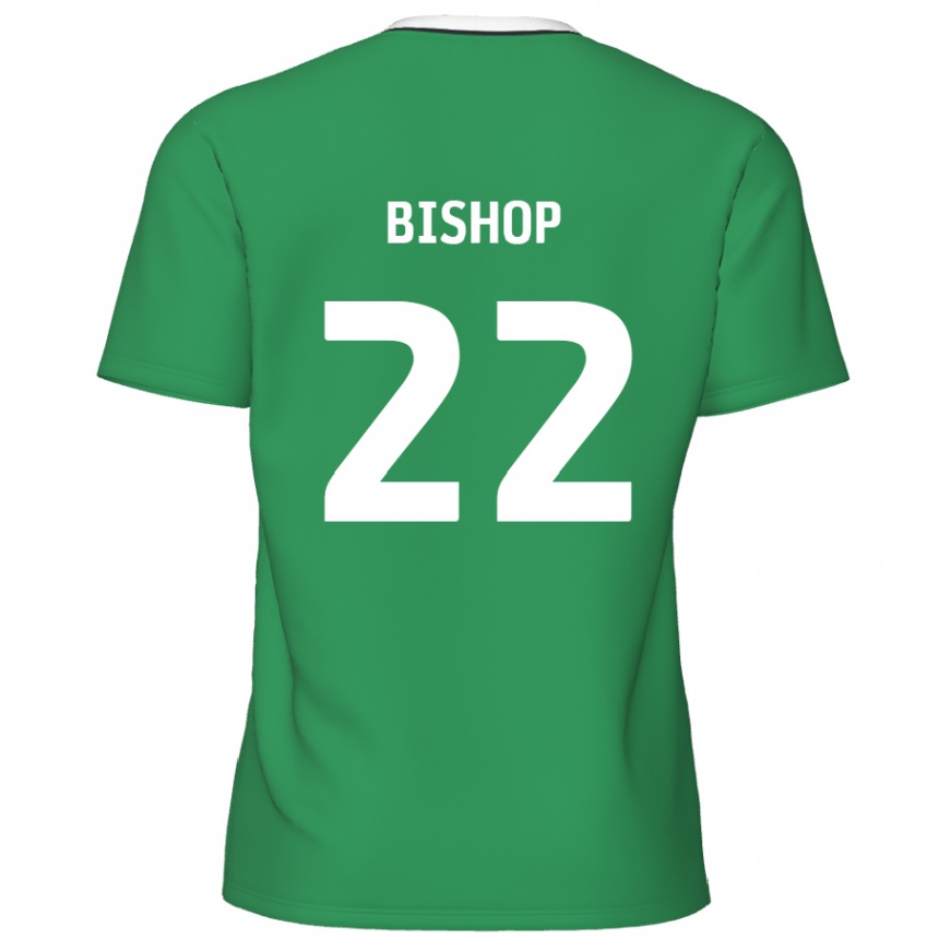 Kids Football Nathan Bishop #22 Green White Stripes Away Jersey 2024/25 T-Shirt