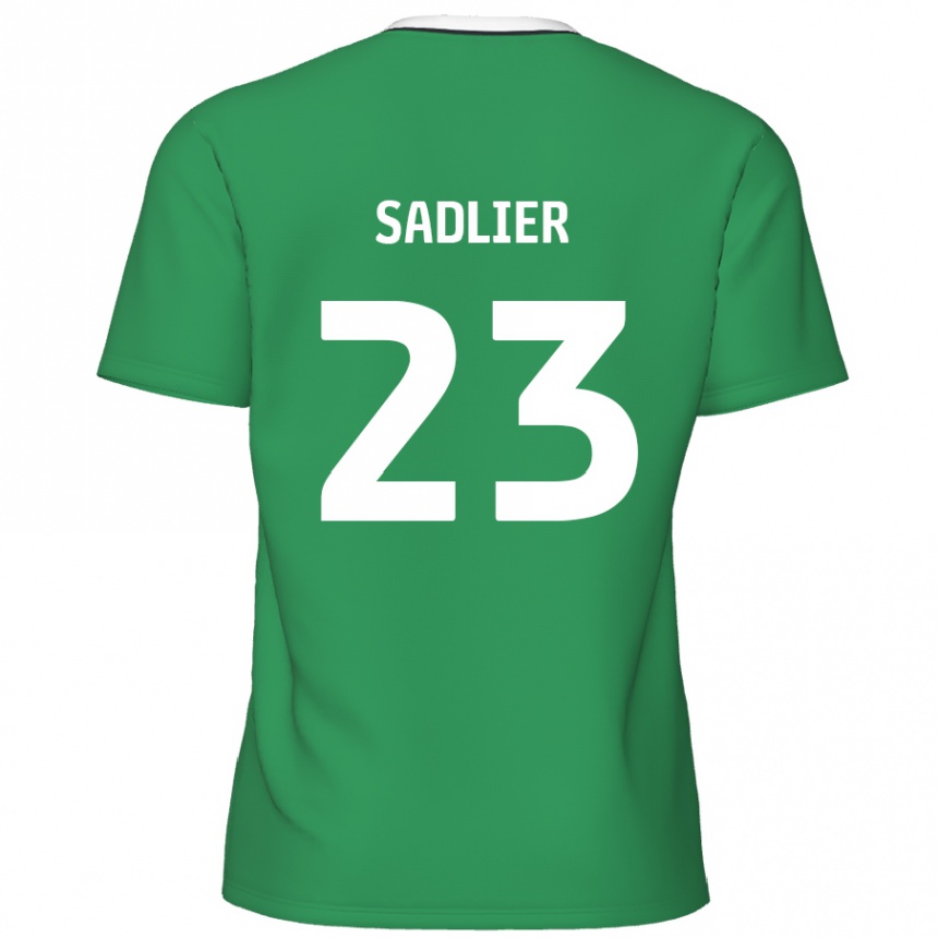 Kids Football Kieran Sadlier #23 Green White Stripes Away Jersey 2024/25 T-Shirt