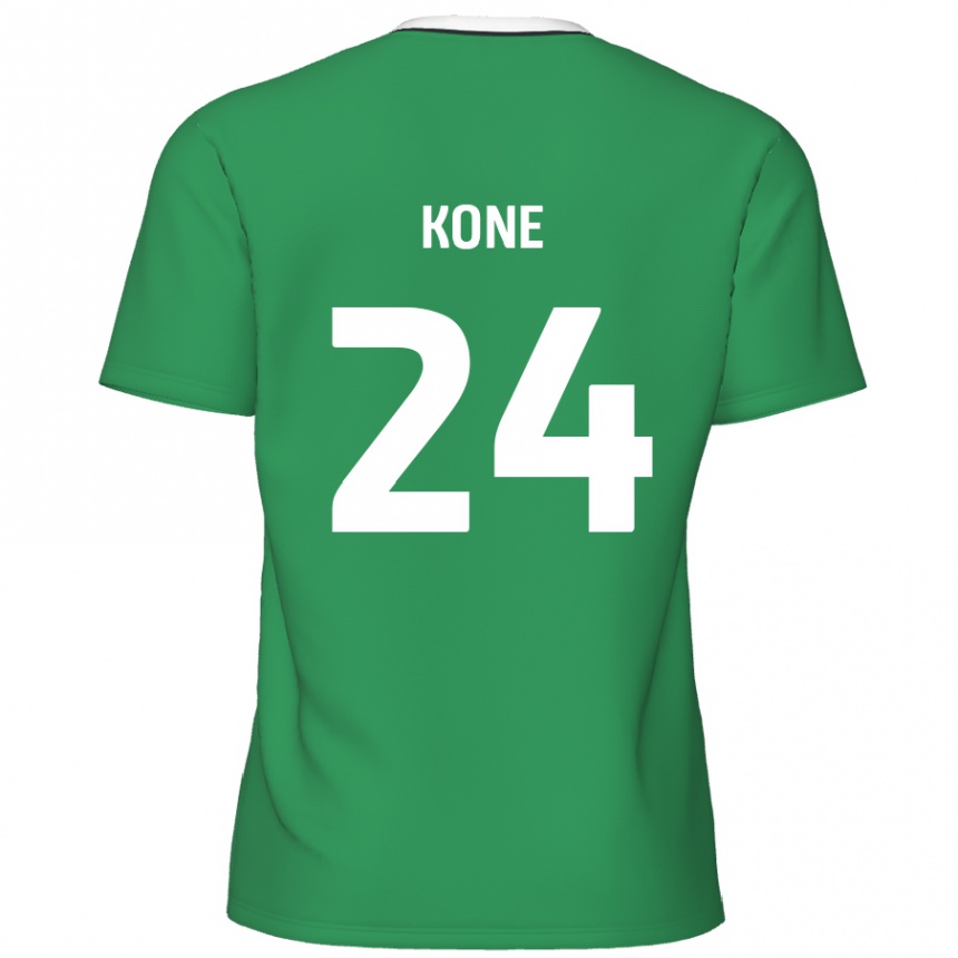 Kids Football Richard Kone #24 Green White Stripes Away Jersey 2024/25 T-Shirt