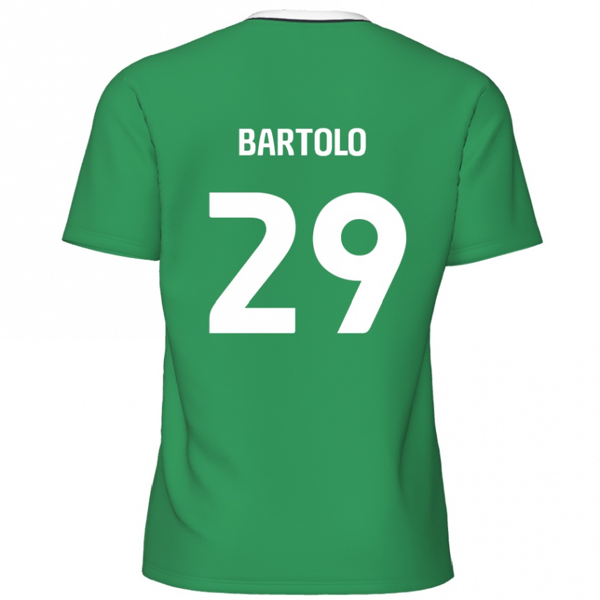 Kids Football Jaiden Bartolo #29 Green White Stripes Away Jersey 2024/25 T-Shirt