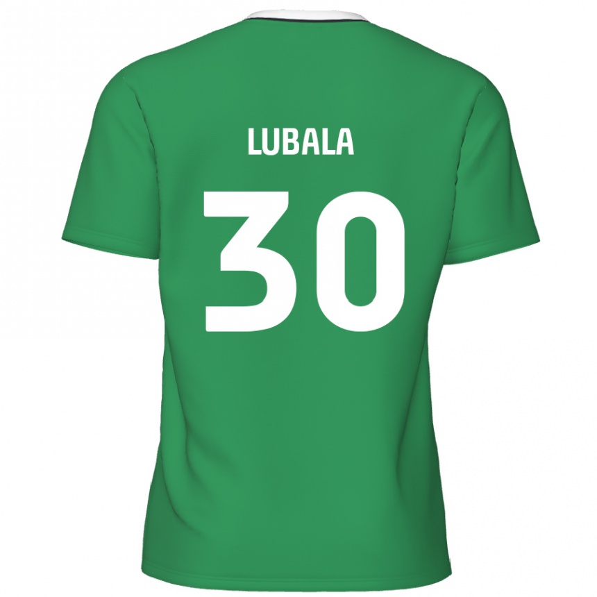 Kids Football Bez Lubala #30 Green White Stripes Away Jersey 2024/25 T-Shirt