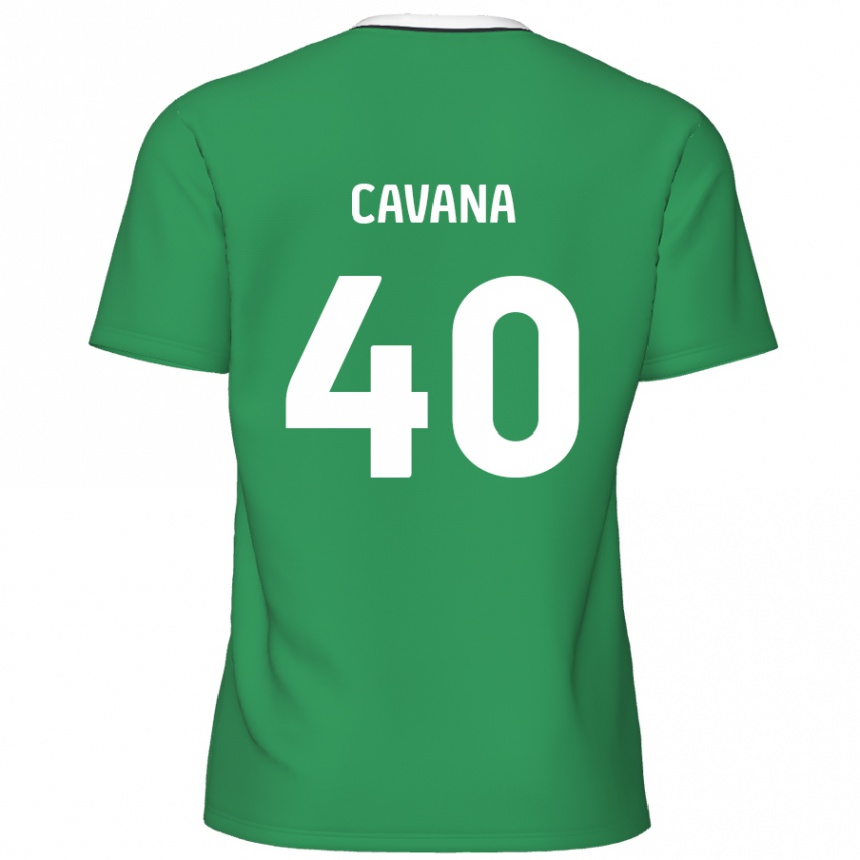 Kids Football Max Cavana #40 Green White Stripes Away Jersey 2024/25 T-Shirt