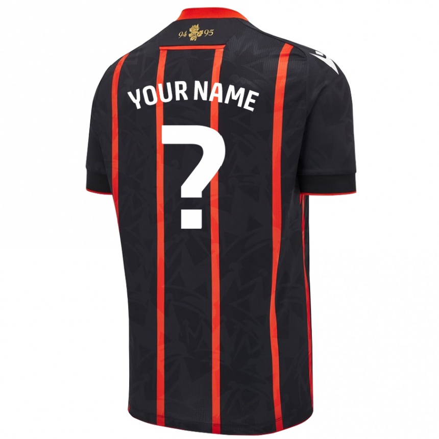 Kids Football Your Name #0 Black Red Away Jersey 2024/25 T-Shirt