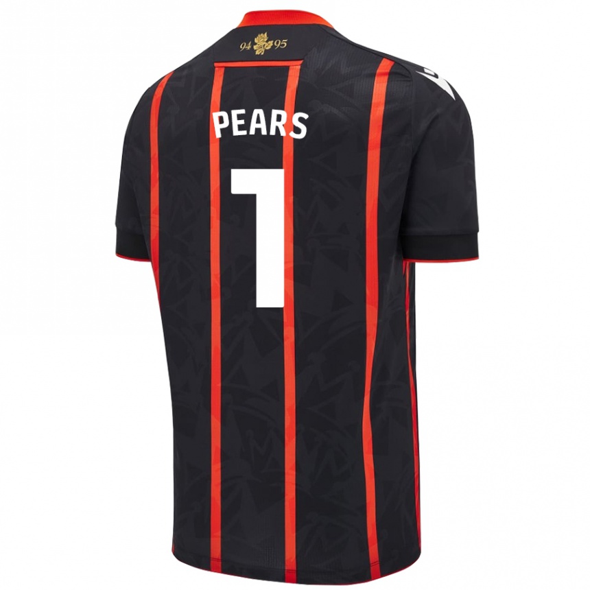 Kids Football Aynsley Pears #1 Black Red Away Jersey 2024/25 T-Shirt