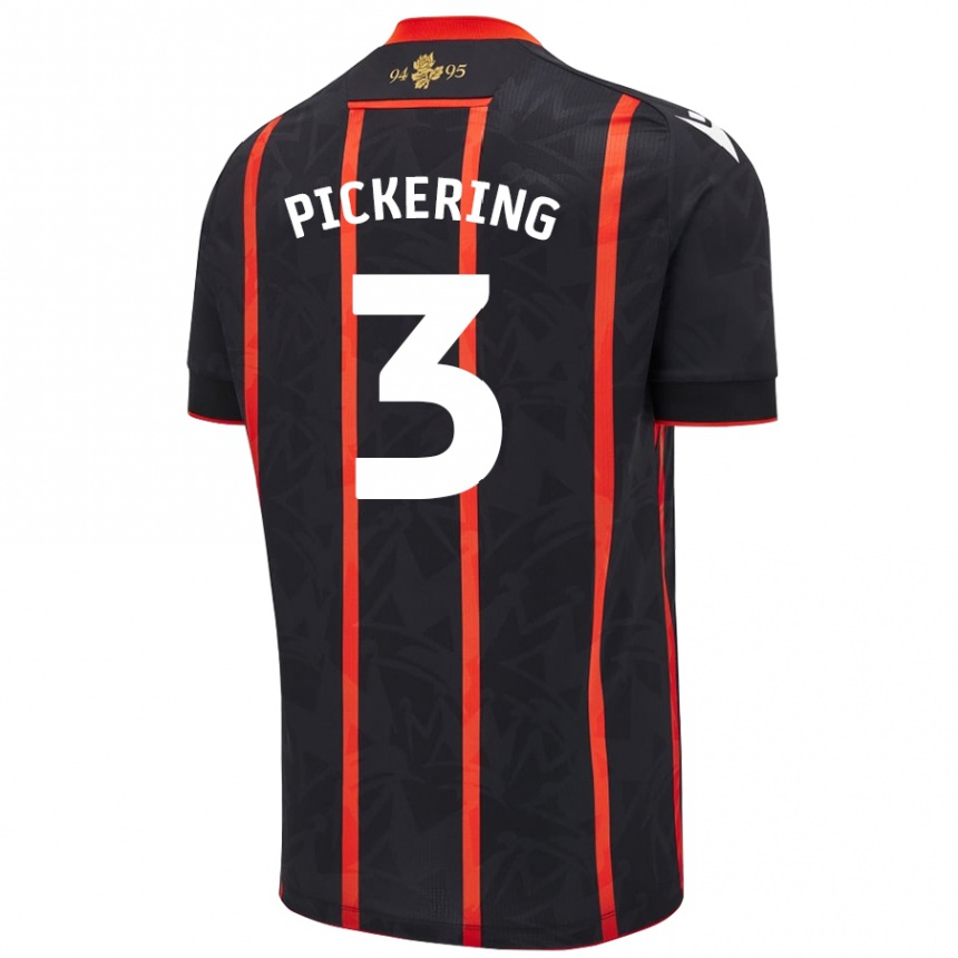 Kids Football Harry Pickering #3 Black Red Away Jersey 2024/25 T-Shirt