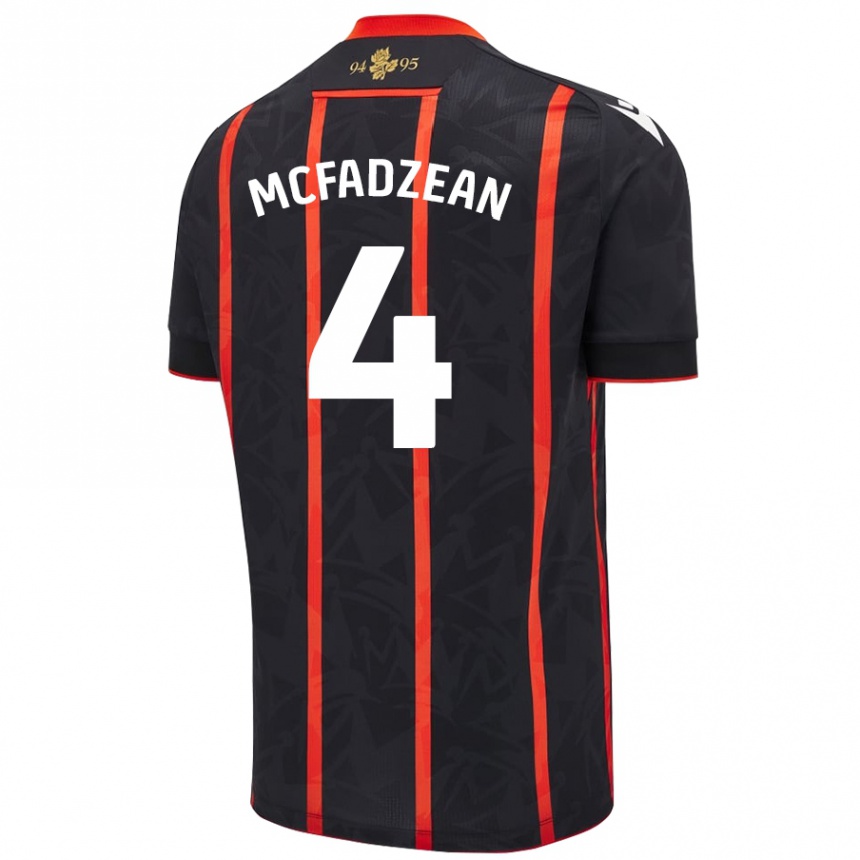 Kids Football Kyle Mcfadzean #4 Black Red Away Jersey 2024/25 T-Shirt