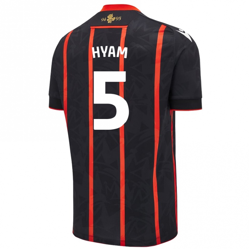 Kids Football Dominic Hyam #5 Black Red Away Jersey 2024/25 T-Shirt