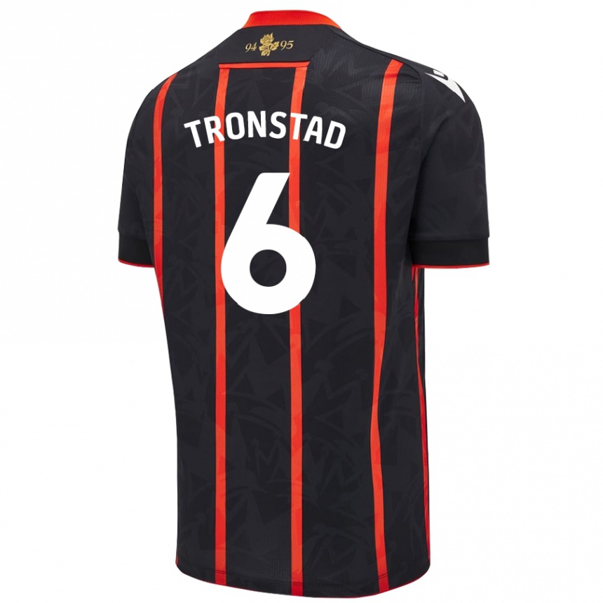 Kids Football Sondre Tronstad #6 Black Red Away Jersey 2024/25 T-Shirt