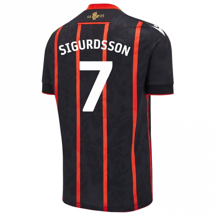 Kids Football Arnór Sigurdsson #7 Black Red Away Jersey 2024/25 T-Shirt