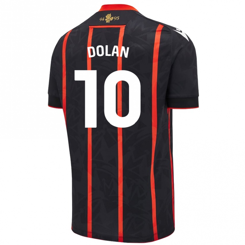 Kids Football Tyrhys Dolan #10 Black Red Away Jersey 2024/25 T-Shirt