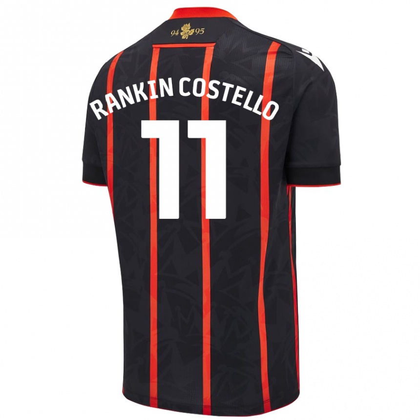 Kids Football Joe Rankin-Costello #11 Black Red Away Jersey 2024/25 T-Shirt