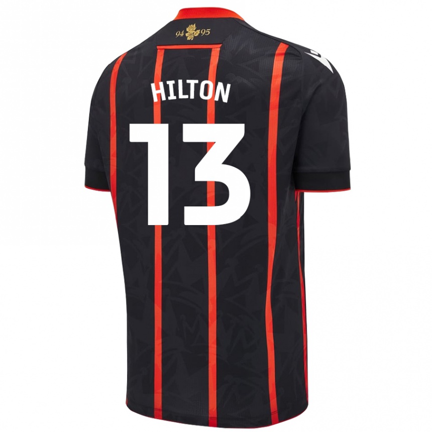 Kids Football Joe Hilton #13 Black Red Away Jersey 2024/25 T-Shirt