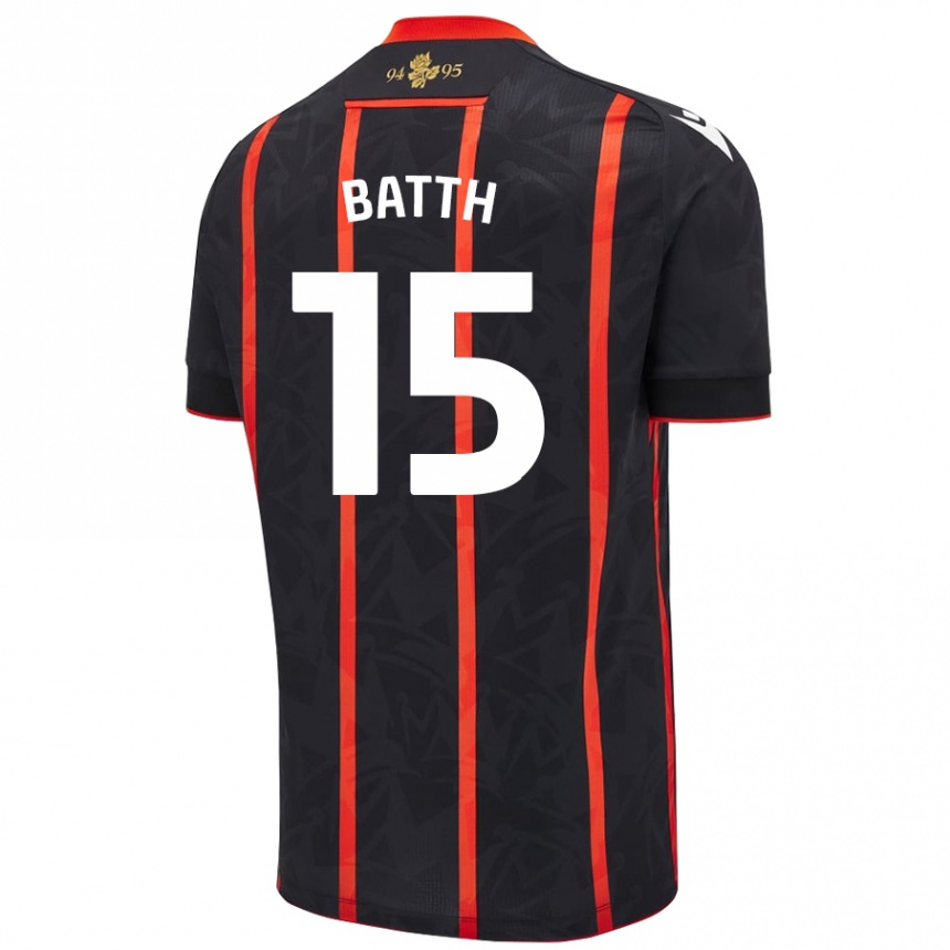 Kids Football Danny Batth #15 Black Red Away Jersey 2024/25 T-Shirt