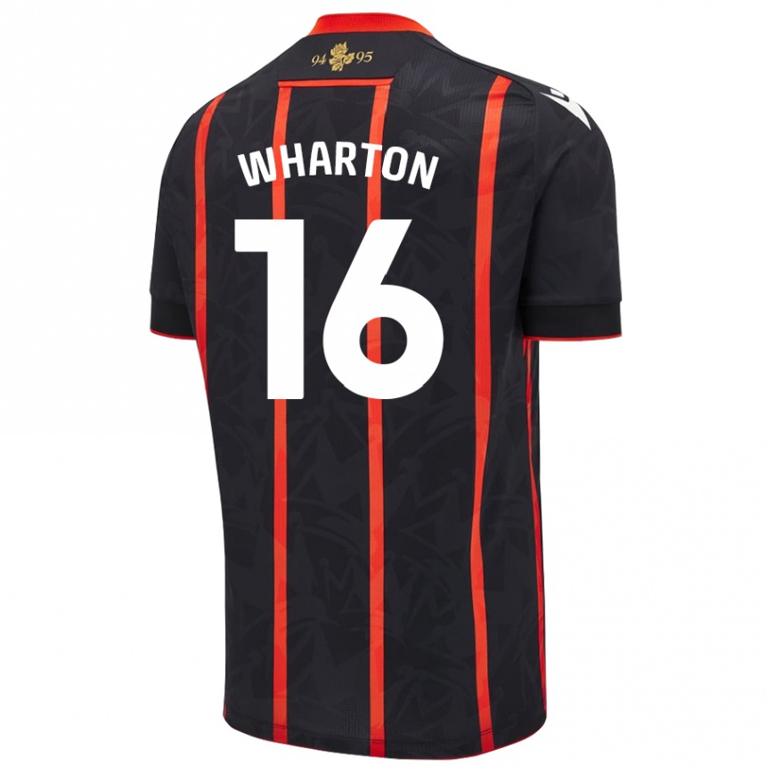 Kids Football Scott Wharton #16 Black Red Away Jersey 2024/25 T-Shirt