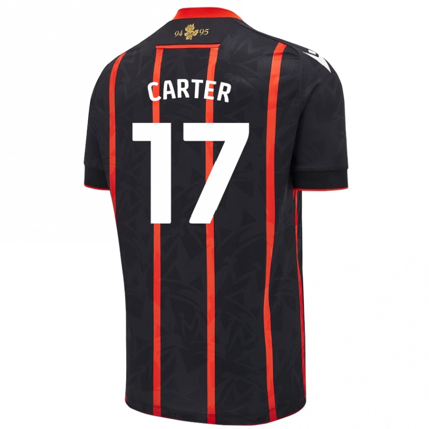 Kids Football Hayden Carter #17 Black Red Away Jersey 2024/25 T-Shirt