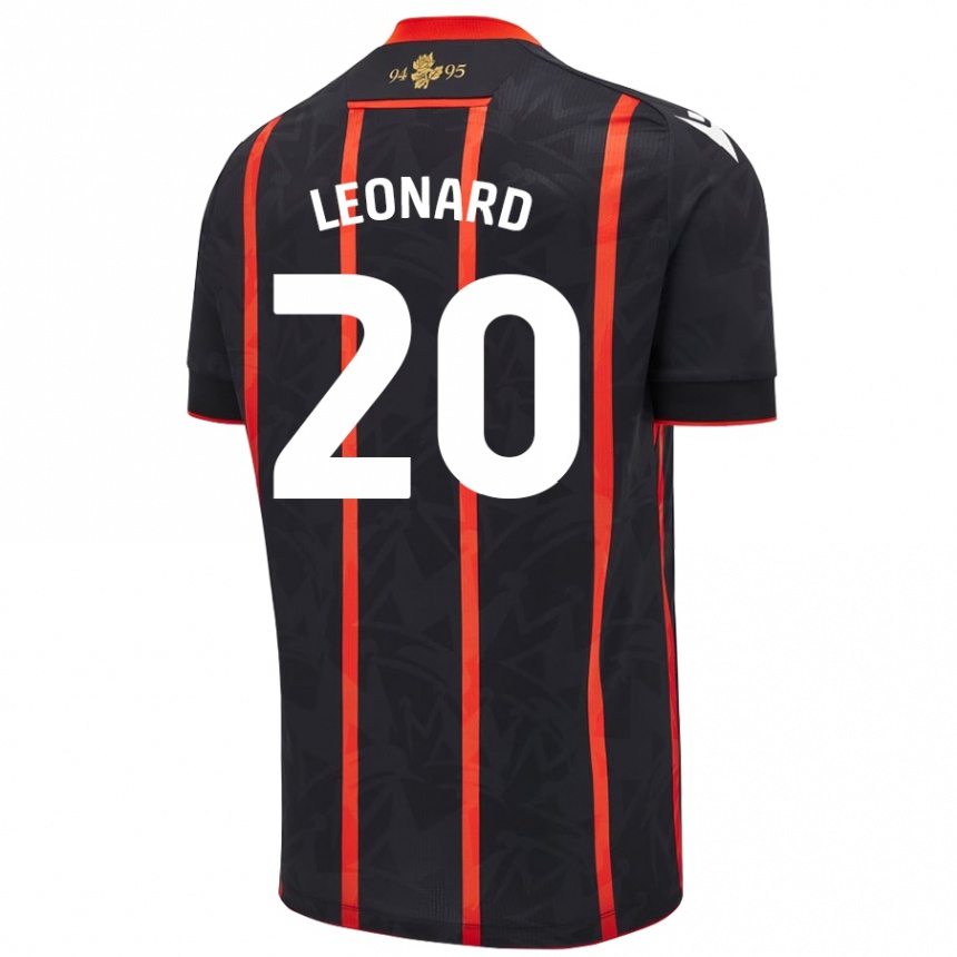 Kids Football Harry Leonard #20 Black Red Away Jersey 2024/25 T-Shirt