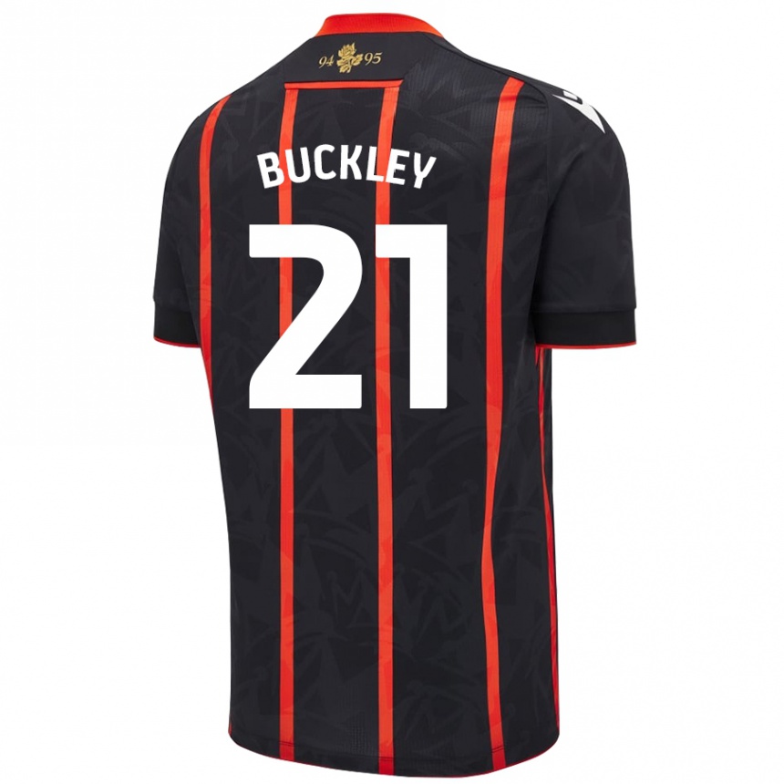 Kids Football John Buckley #21 Black Red Away Jersey 2024/25 T-Shirt