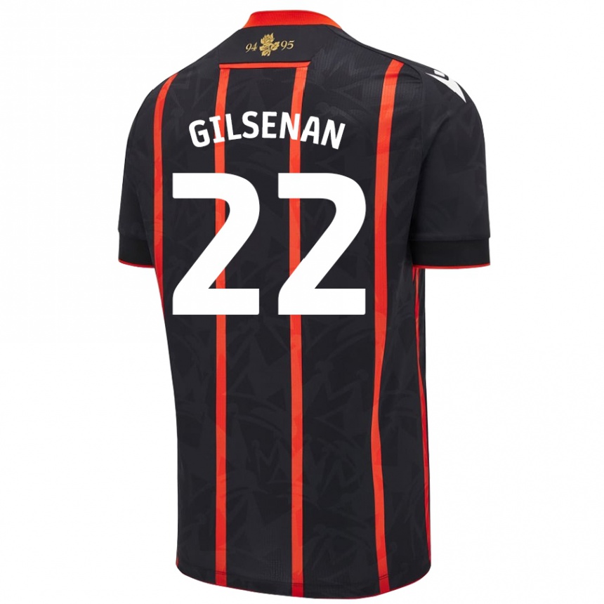 Kids Football Zak Gilsenan #22 Black Red Away Jersey 2024/25 T-Shirt